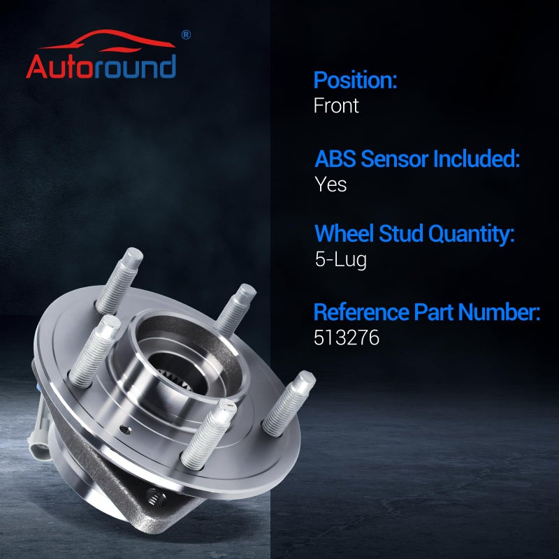 Autoround 513276 Front Wheel Bearing and Hub Assembly Fit for Chevy Equinox 07-09/ Captiva Sport 12-15, Saturn Vue 08-10, 07-09 Pontiac Torrent/Suzuki XL-7, 5 Lug w/ABS - Image 3